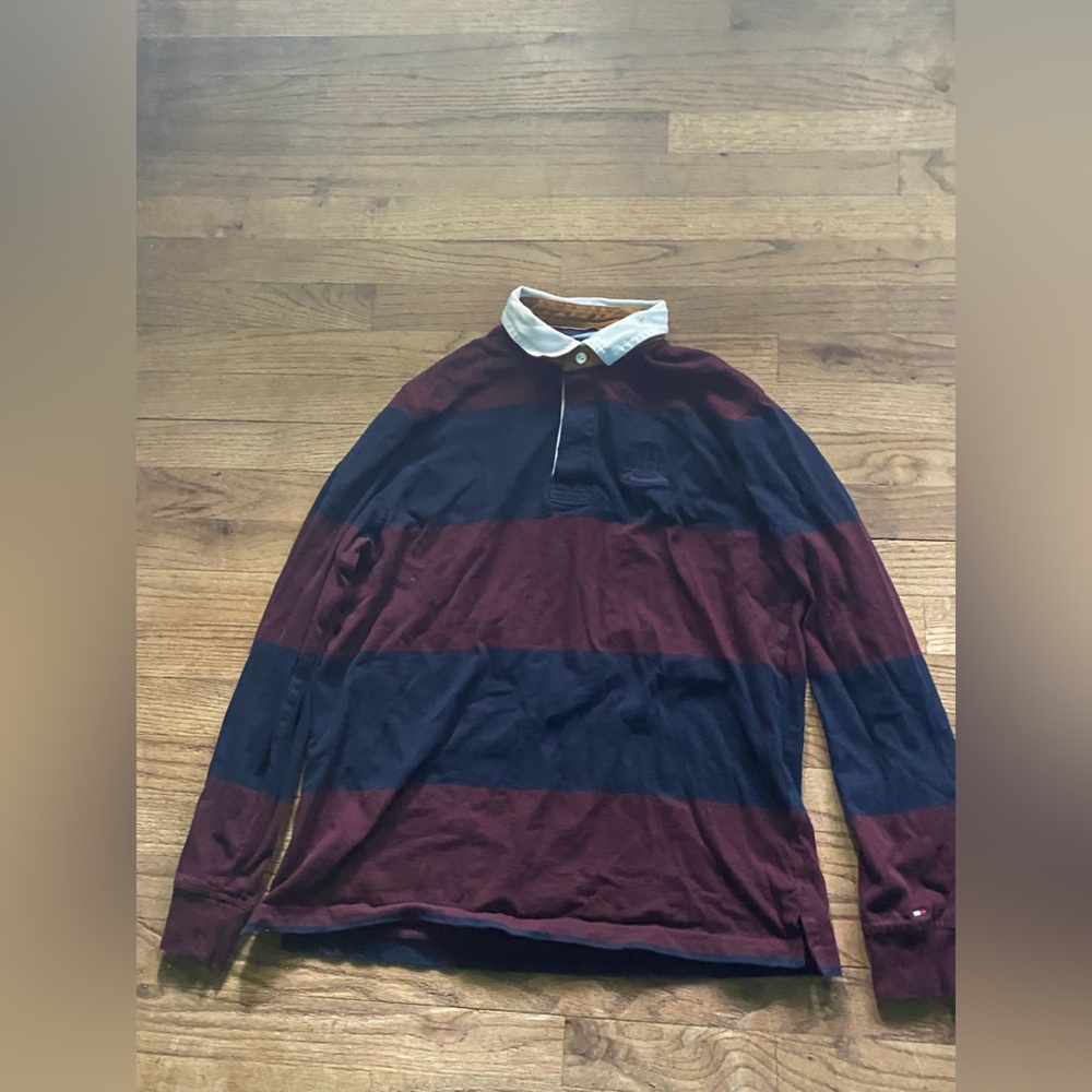 Striped Tommy Hilfiger Rugby Shirt with Collar